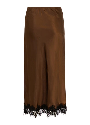 Coster Copenhagen Skirt with Lace Details - Dark Brown
