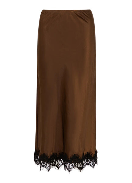 Coster Copenhagen Skirt with Lace Details - Dark Brown