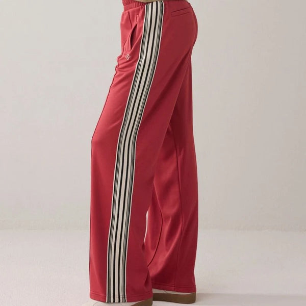 Summum Woman Side Stripe Track Pant - Red Brick