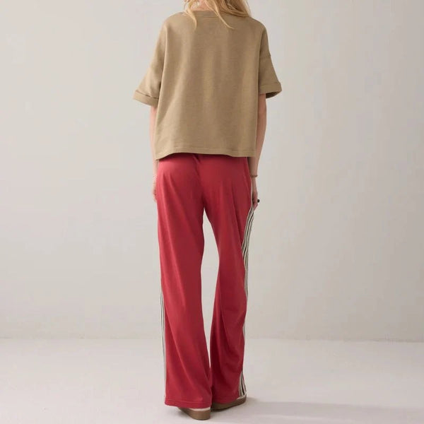Summum Woman Side Stripe Track Pant - Red Brick