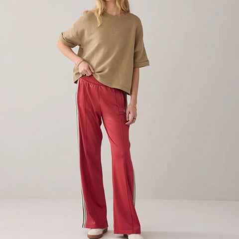 Summum Woman Side Stripe Track Pant - Red Brick