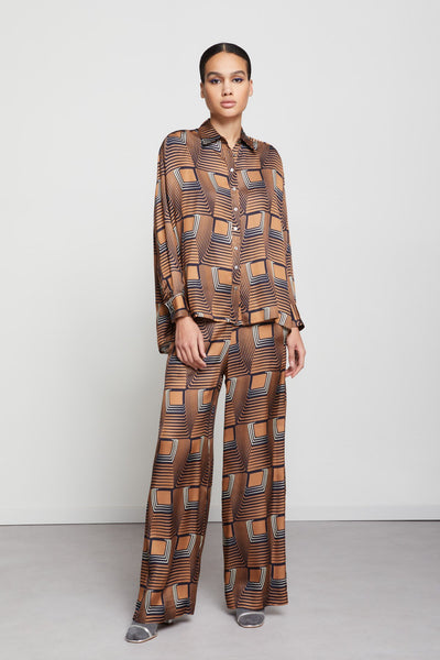 Ottod'Ame Graphic Printed Shirt - Camel / Navy