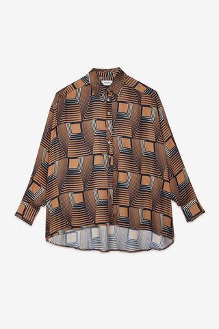 Ottod'ame Graphic Printed Shirt - Camel / Navy