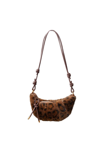 Black Colour BCTabina Leopard Print Faux Fur Bag - Leopard