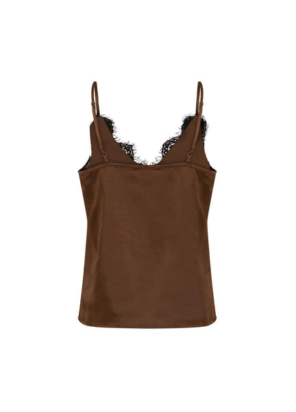 Coster Copenhagen Camisole with Lace Detail - Dark Brown