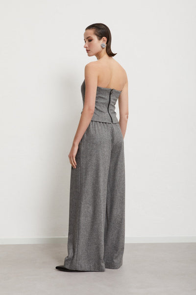 Ottod'Ame Wide Leg Palazzo Wool Trousers - Grey