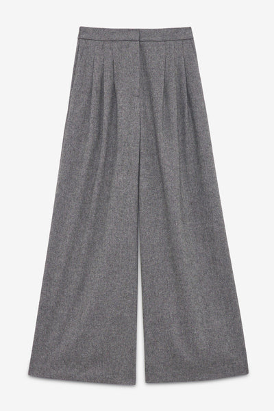 Ottod'Ame Wide Leg Palazzo Wool Trousers - Grey