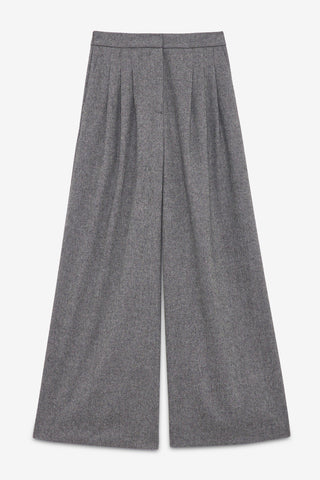 Ottod'Ame Wide Leg Palazzo Wool Trousers - Grey