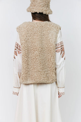 Lollys Laundry VadaLL Faux Sleeveless Vest - Sand