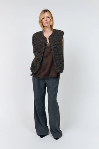 Lollys Laundry VadaLL Faux Sleeveless Vest - Dark Mocha