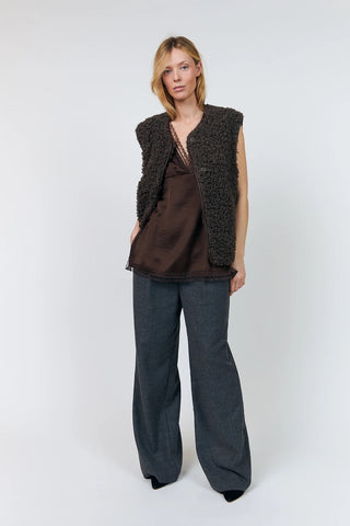 Lollys Laundry VadaLL Faux Sleeveless Vest - Dark Mocha