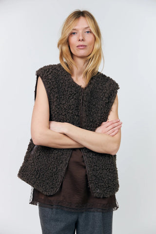 Lollys Laundry VadaLL Faux Sleeveless Vest - Dark Mocha