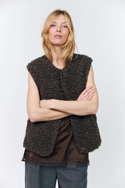 Lollys Laundry VadaLL Faux Sleeveless Vest - Dark Mocha