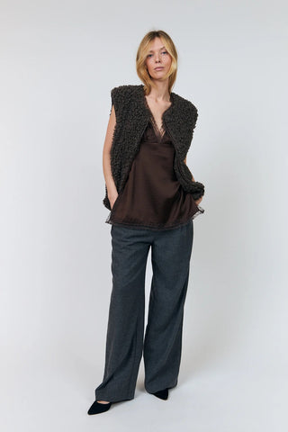 Lollys Laundry VadaLL Faux Sleeveless Vest - Dark Mocha