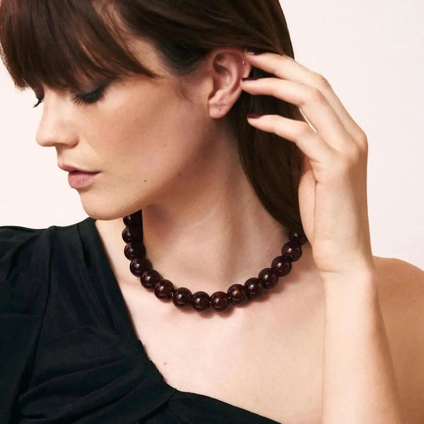 Vanessa Baroni Small Beads Necklace - Bordeaux Marble