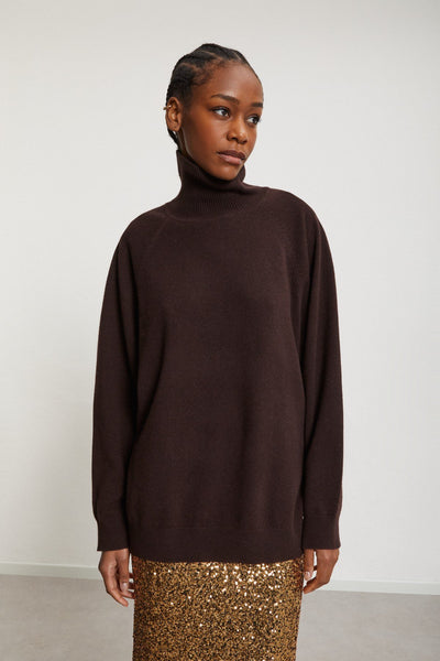 Ottod'Ame Merino Wool Roll Neck Sweater - Chocolate