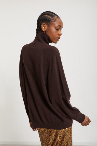 Ottod'Ame Merino Wool Roll Neck Sweater - Chocolate