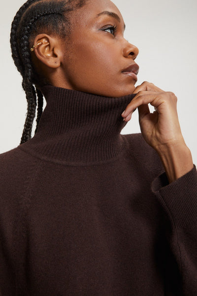 Ottod'Ame Merino Wool Roll Neck Sweater - Chocolate