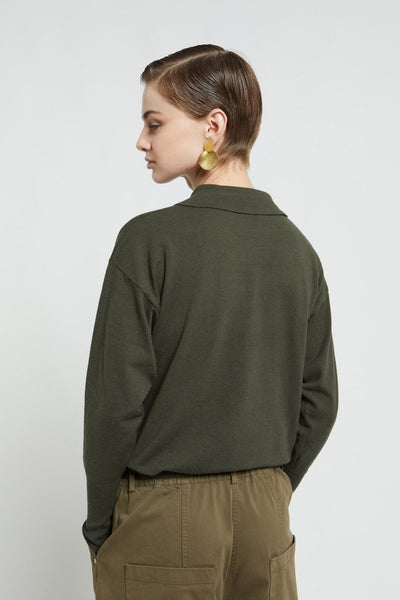 Ottod'Ame Knitted Polo Long Sleeve Sweater - Selva