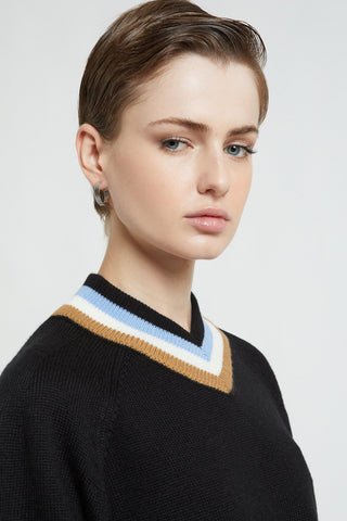 Ottod'Ame Knitted Cropped Sweater - Black