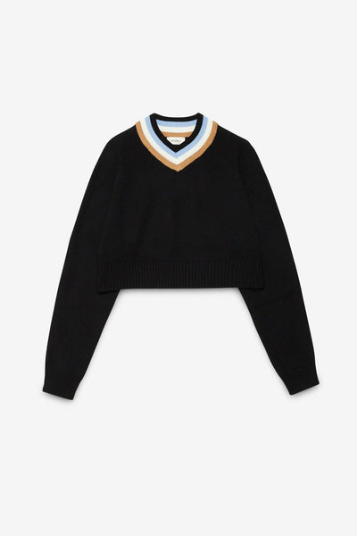 Ottod'Ame Knitted Cropped Sweater - Black