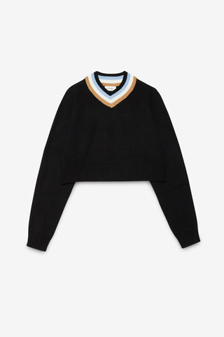 Ottod'Ame Knitted Cropped Sweater - Black