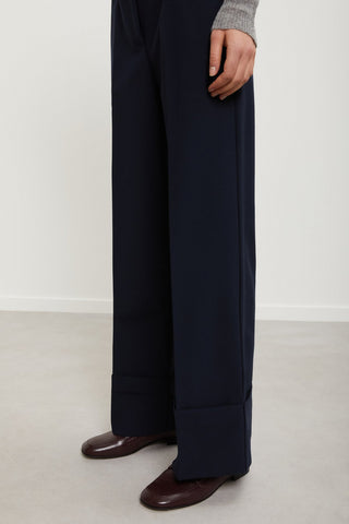 Ottod'Ame Straight Trousers with Cuff - Navy Night