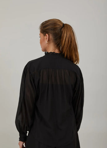 Coster Copenhagen Wide Fit Shirt with Ruffles - Black