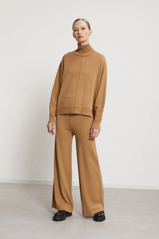 Ottod'ame Wool Blend Turtle Neck Jumper - Camel