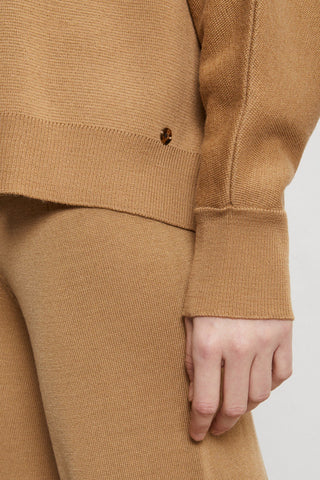 Ottod'ame Wool Blend Turtle Neck Jumper - Camel