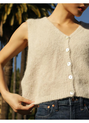 AMERICAN DREAMS Telma Knitted Vest - Beige