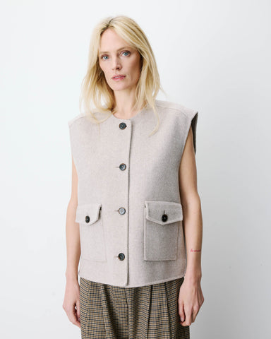 Grace & Mila Adagio Oversized Sleeveless Jacket - Sable