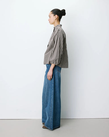 Grace & Mila Adelie Checked Buttoned Blouse - Latte