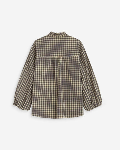 Grace & Mila Adelie Checked Buttoned Blouse - Latte