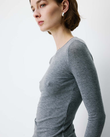 Grace & Mila Alkias Second Skin Long Sleeve Crew Neck Top - Grey