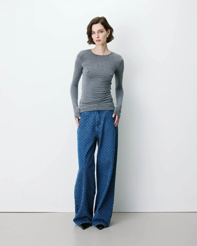 Grace & Mila Alkias Second Skin Long Sleeve Crew Neck Top - Grey
