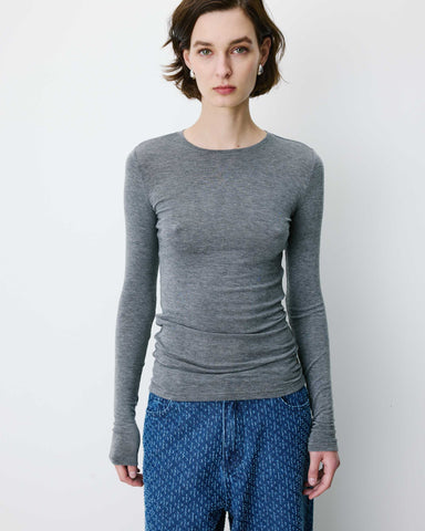 Grace & Mila Alkias Second Skin Long Sleeve Crew Neck Top - Grey
