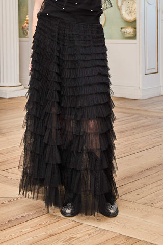 Black Colour BCAngelina Tiered Mesh Skirt - Black