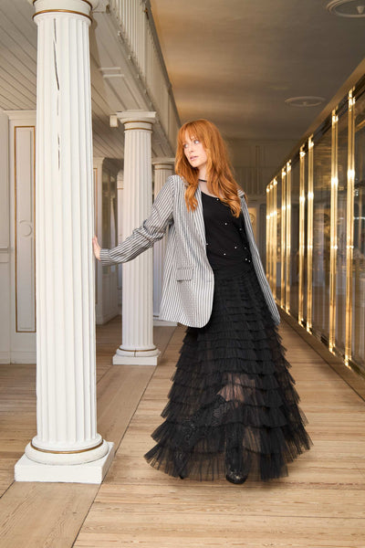 Black Colour BCAngelina Tiered Mesh Skirt - Black