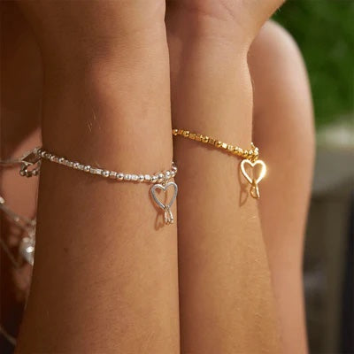 ChloBo Mini Cube Interlocking Love Heart Bracelet - Gold