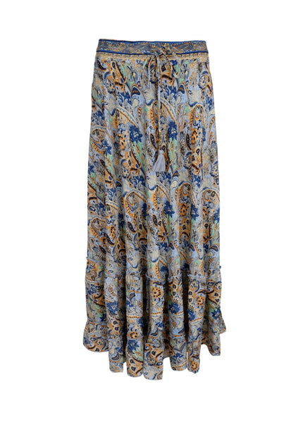 Black Colour BCLuna Maxi Skirt - Botanical Blue