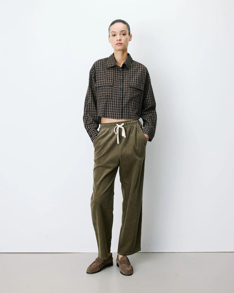 Grace & Mila Azelle Cropped Checked Shirt - Black