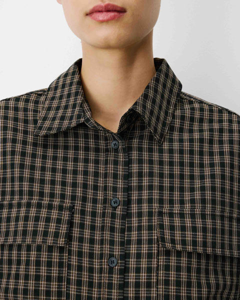 Grace & Mila Azelle Cropped Checked Shirt - Black