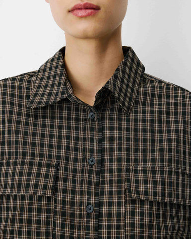Grace & Mila Azelle Cropped Checked Shirt - Black