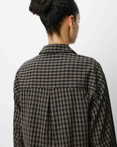 Grace & Mila Azelle Cropped Checked Shirt - Black