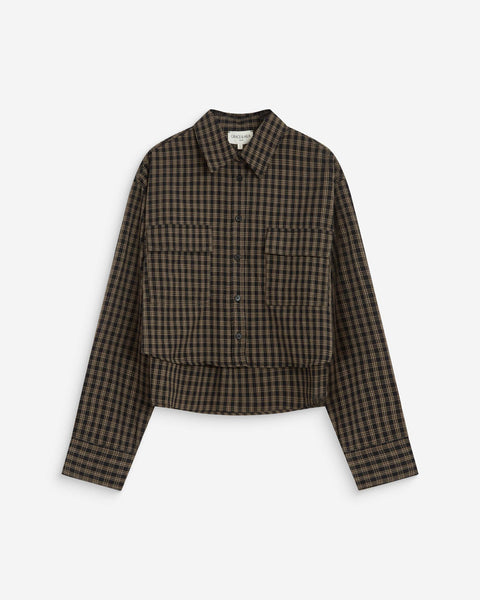 Grace & Mila Azelle Cropped Checked Shirt - Black