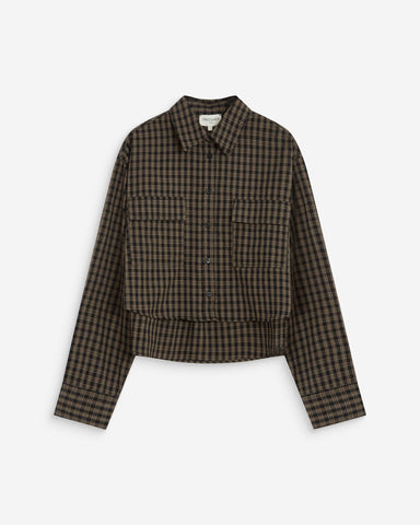 Grace & Mila Azelle Cropped Checked Shirt - Black