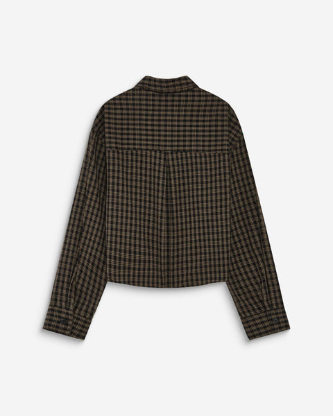Grace & Mila Azelle Cropped Checked Shirt - Black