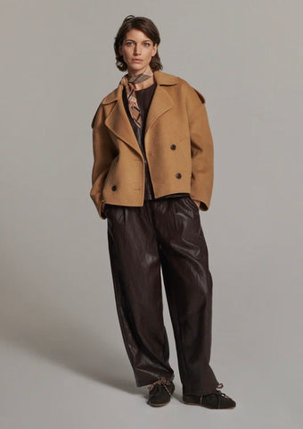 Summum Woman Balloon Trouser Soft Faux Leather - Dark Chocolate