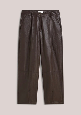Summum Woman Balloon Trouser Soft Faux Leather - Dark Chocolate